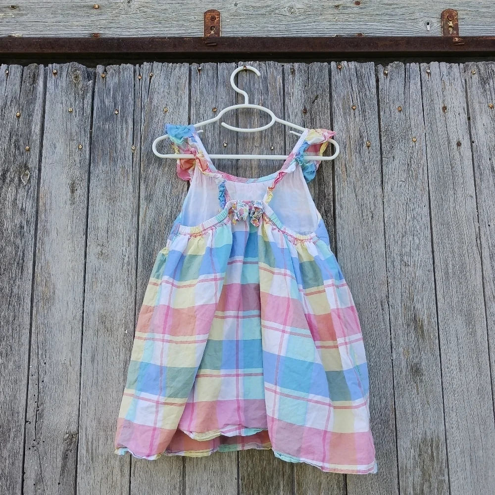 Tommy Bahama Dress Sz 7 Pastel Plaid Sundress‎ Sleeveless Lined Girl